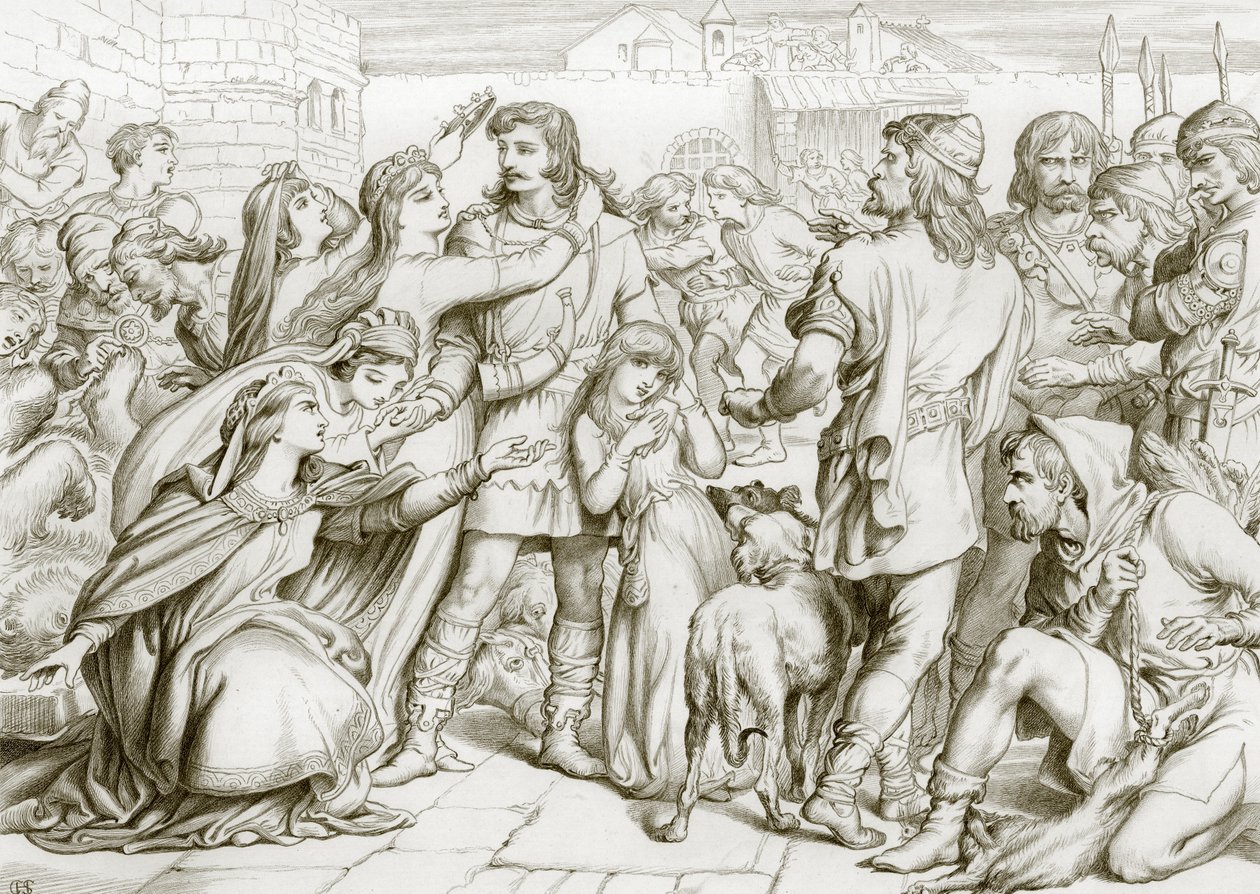 Hvordan Hereward dræbte bjørnen (gravering) af Henry Courtney (after) Selous