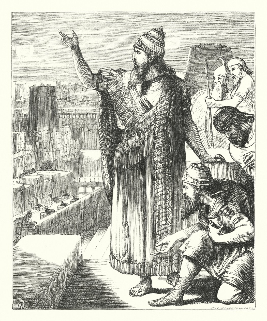 Nebukadnezar i Babylon (gravering) af Henry Courtney (after) Selous