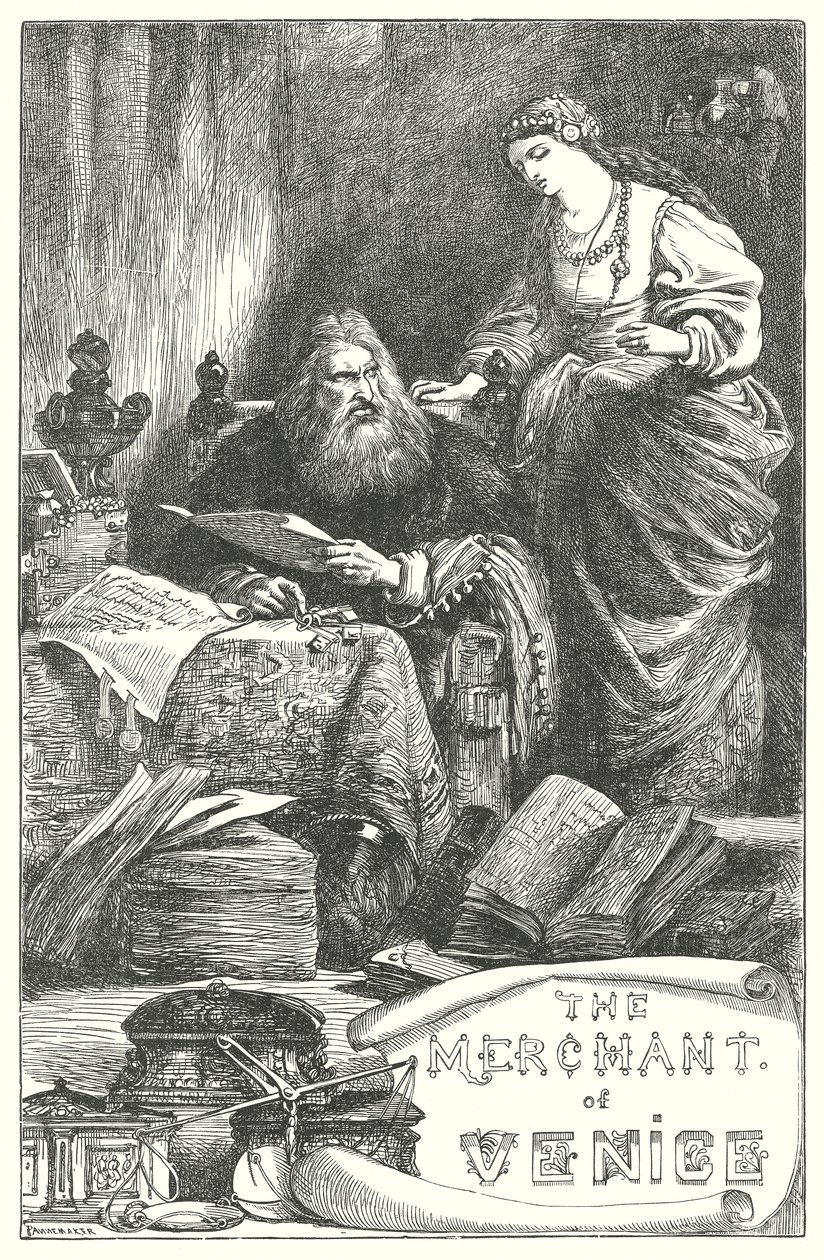 Købmanden i Venedig (kobberstik) af Henry Courtney (after) Selous