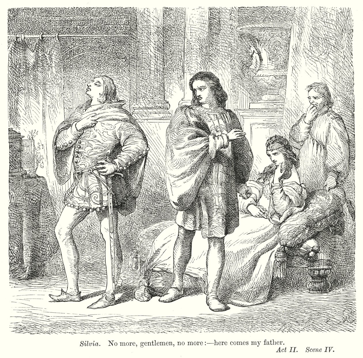 De to herrer fra Verona (kobberstik) af Henry Courtney (after) Selous