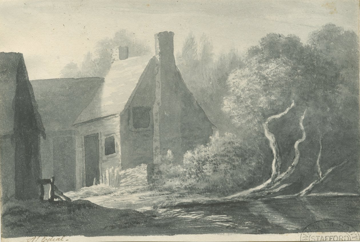 Lichfield - Edial: sepia vask tegning, nd [1788-1855] (tegning) af Henry Curzon Allport