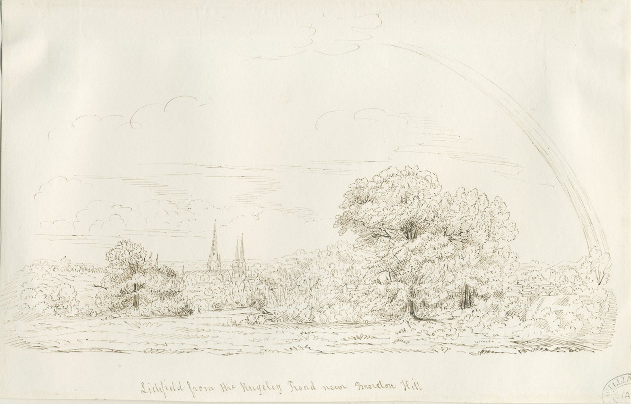 Lichfield - North View (fjern): pentegning, nd [1788-1855] (tegning) af Henry Curzon Allport