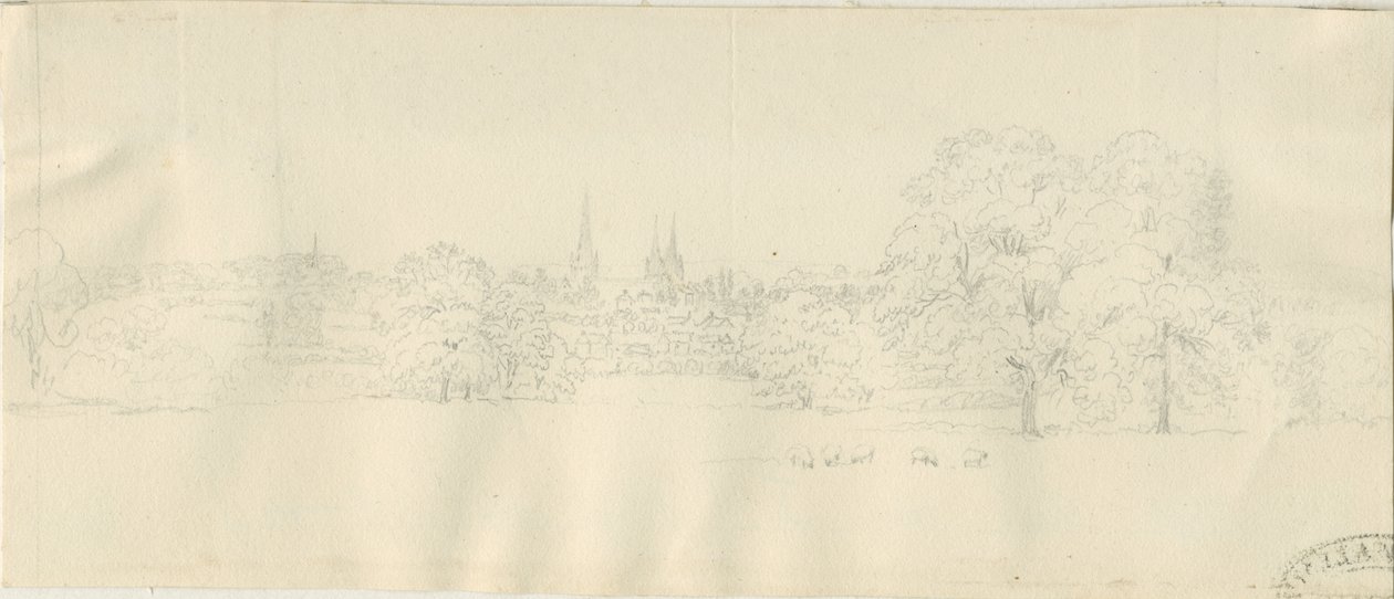 Lichfield - North View (fjern): blyantstegning, nd [1788-1855] (tegning) af Henry Curzon Allport