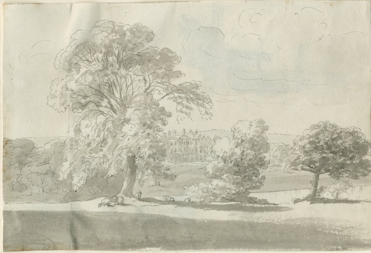 Shenstone - Little Aston Hall: pen og vask tegning, nd [1788-1855] (tegning) af Henry Curzon Allport