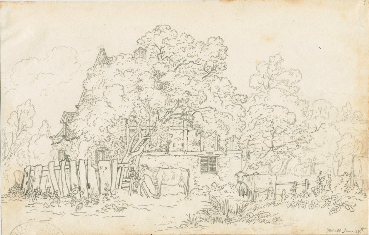 Yoxall - Old Farm House: blyantstegning, nd [c 1815] af Henry Curzon Allport
