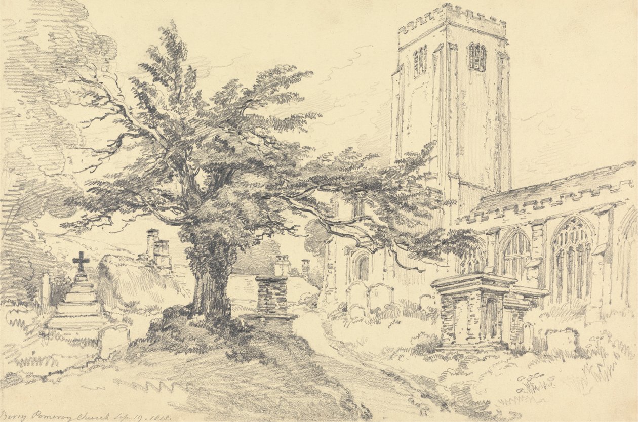 Berry Pomeroy Kirke af Henry Edridge