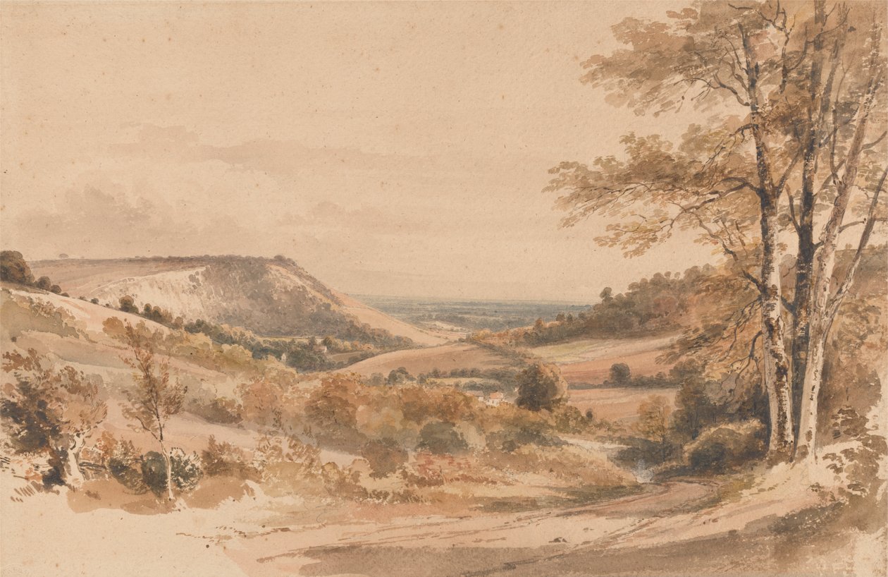 Boxhill fra Westhumble Lane af Henry Edridge