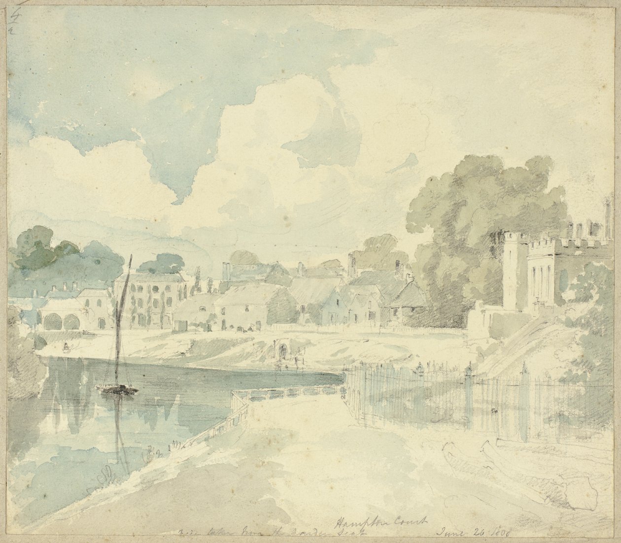 Hampton Court View taget fra Garden Seat af Henry Edridge