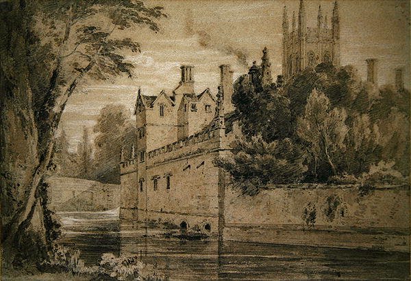 Magdalen College - En udsigt over Cherwell, der ser mod broen (blyant og akvarel på papir) af Henry Edridge