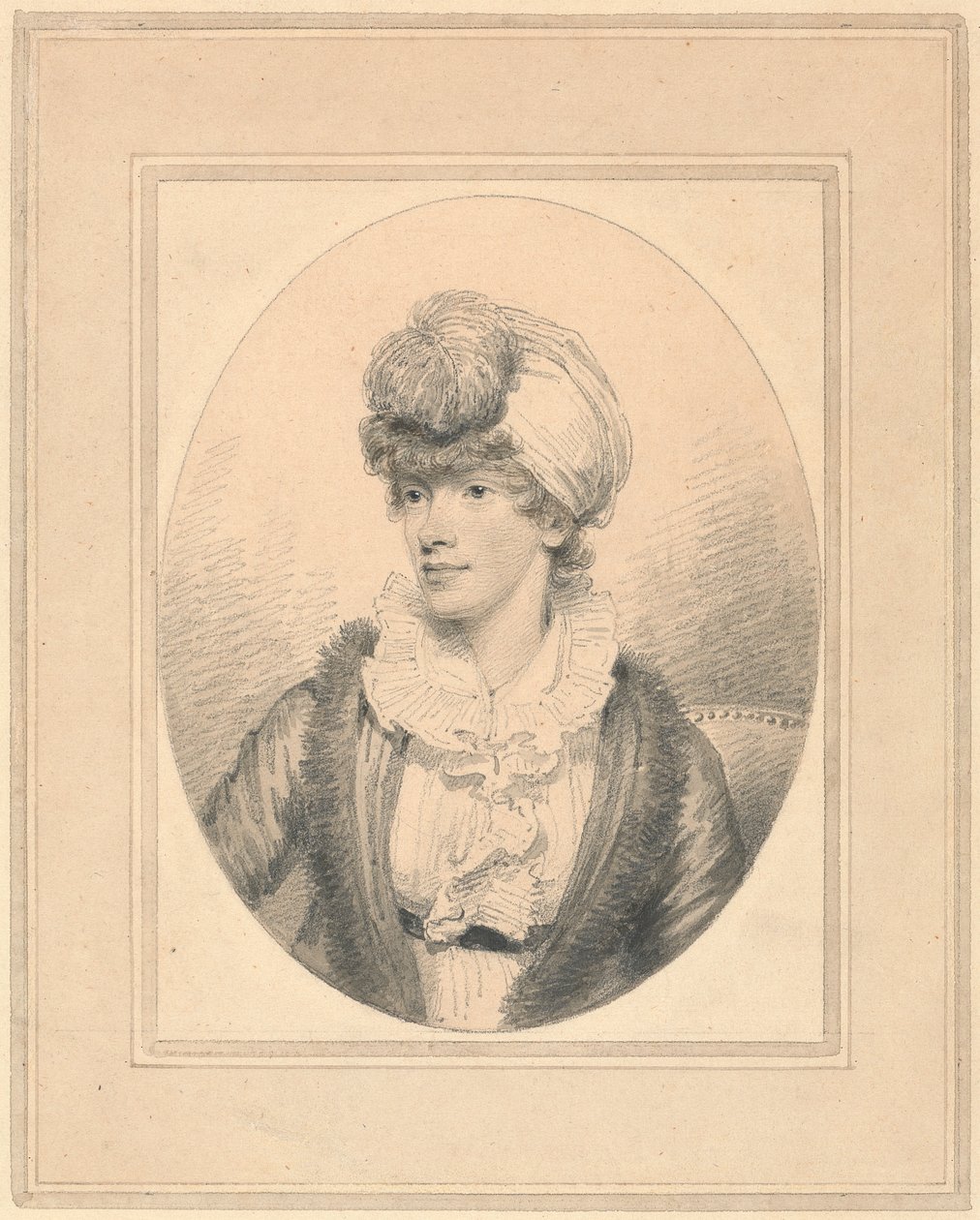 Portræt af en ung dame i en turban af Henry Edridge