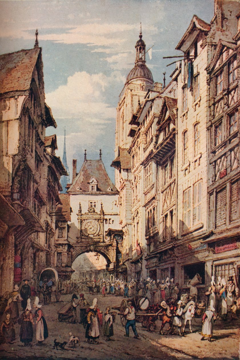 Rue De La Grosse Horloge, Rouen, 1821 af Henry Edridge