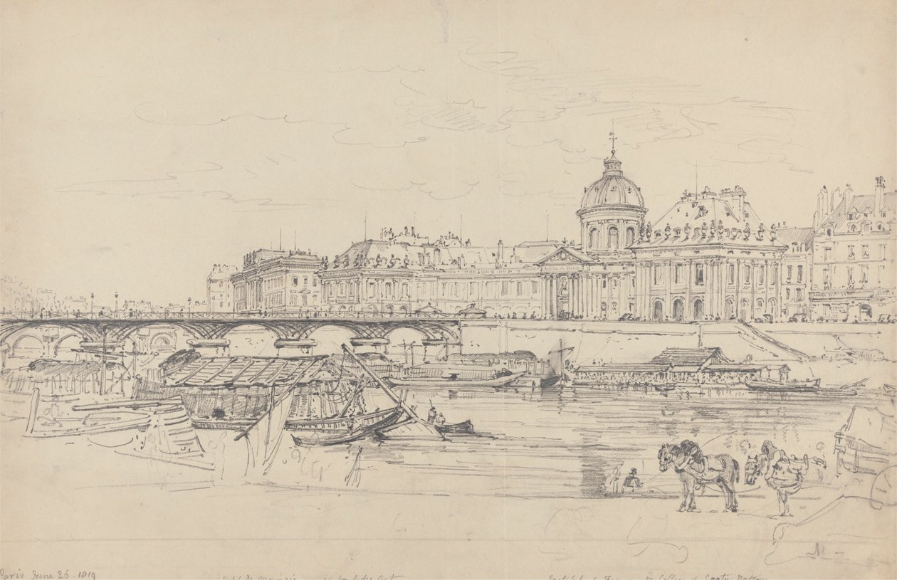 Mønten, Pont des Arts og Institut de France, Paris af Henry Edridge