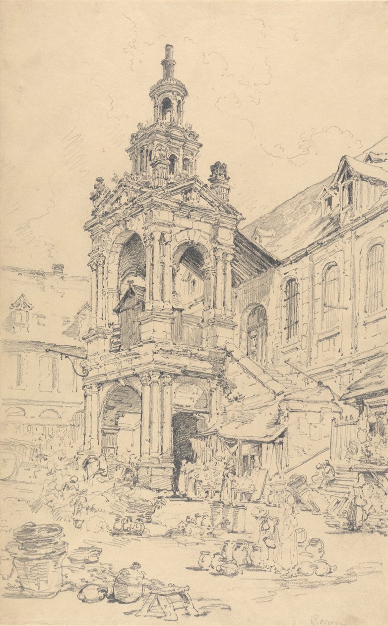 Verandaen i Halle of the Haute Vielle Tour, Rouen af Henry Edridge