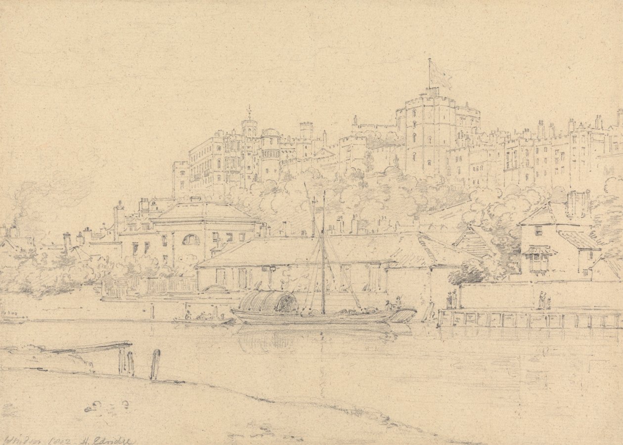 Windsor Castle fra Brocas af Henry Edridge
