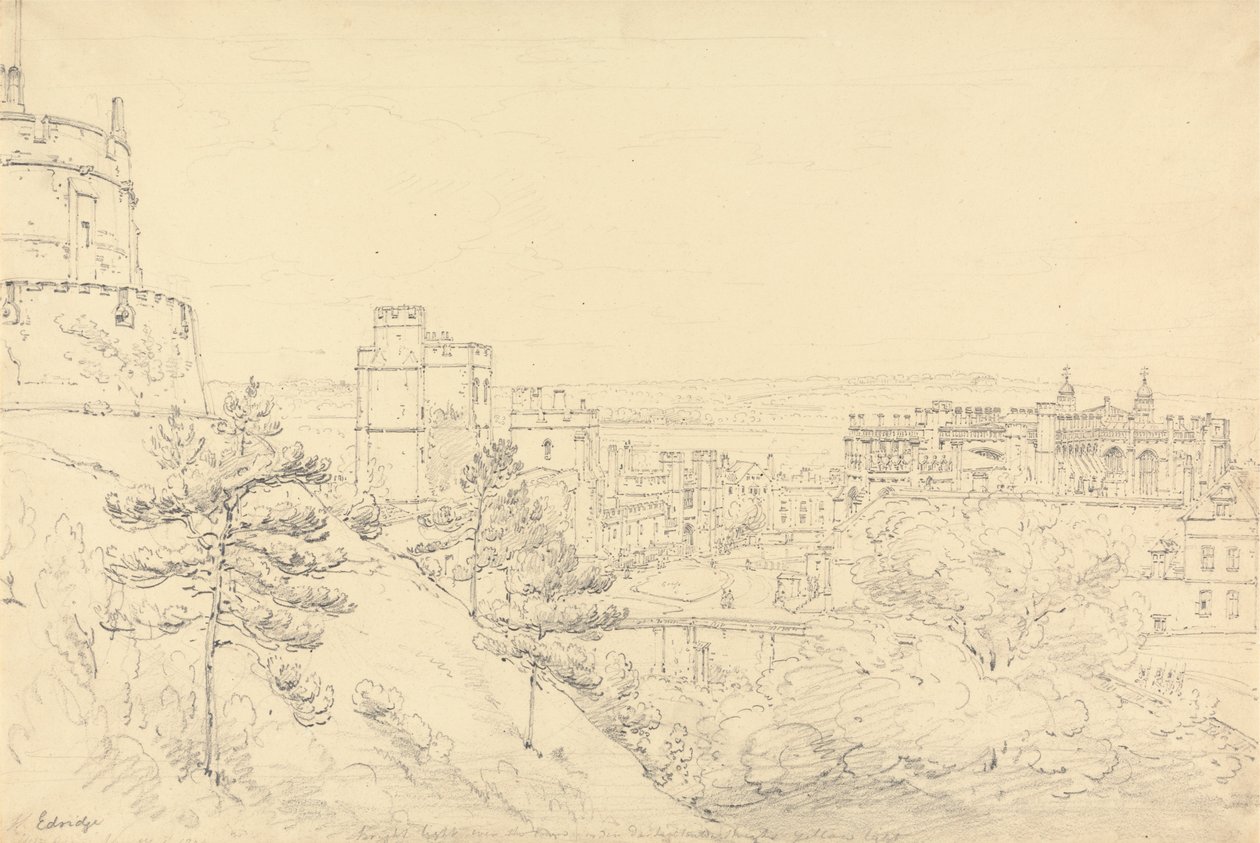 Windsor Castle fra Glacis i Rundetårn af Henry Edridge