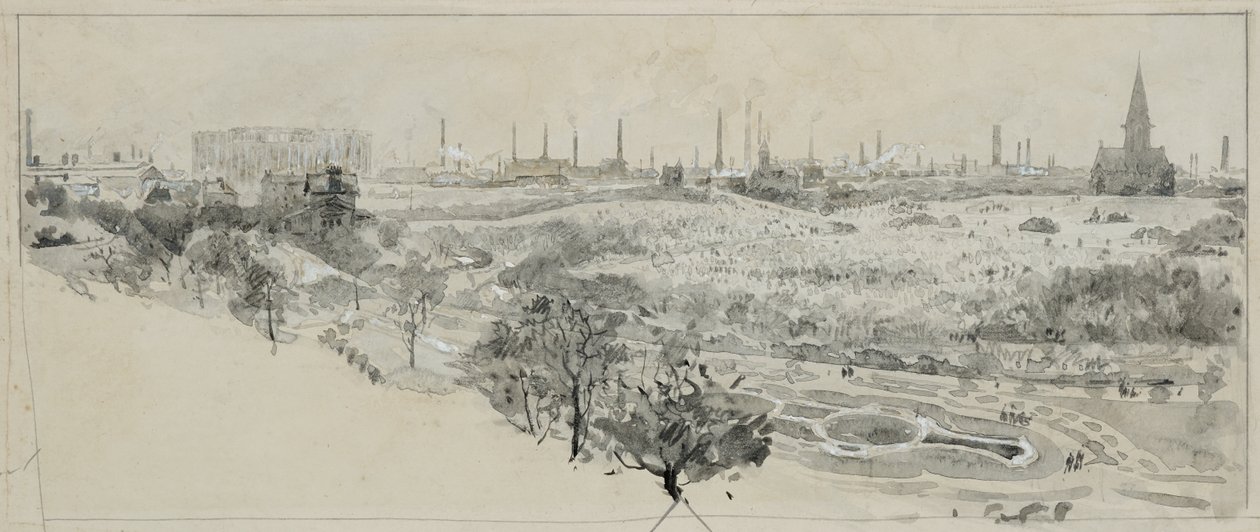 Phillips Parkin hautausmaa ja Bradford Roadin kaasutehdas af Henry Edward Tidmarsh