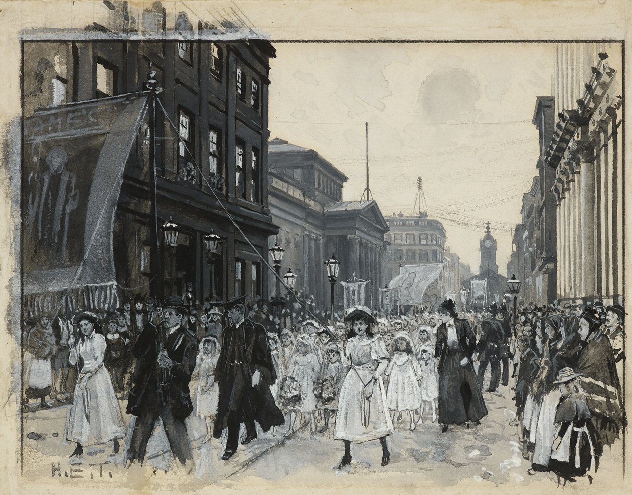 Whit Monday Procession, Mosley Street af Henry Edward Tidmarsh
