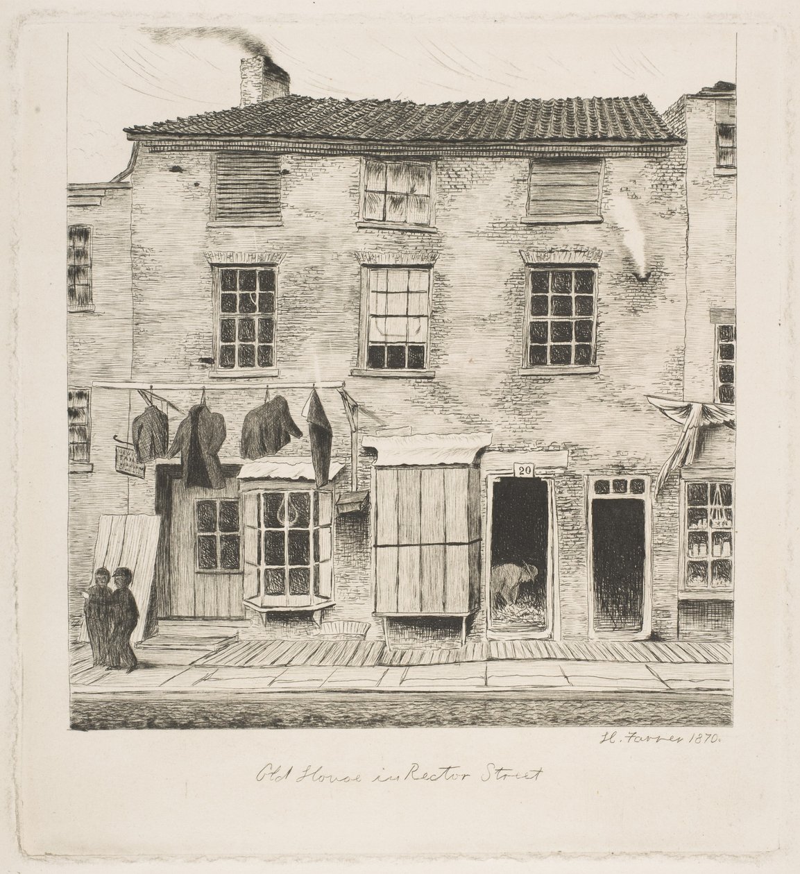 Gammelt hus i Rector Street, fra „Scener fra det gamle New York“ af Henry Farrer