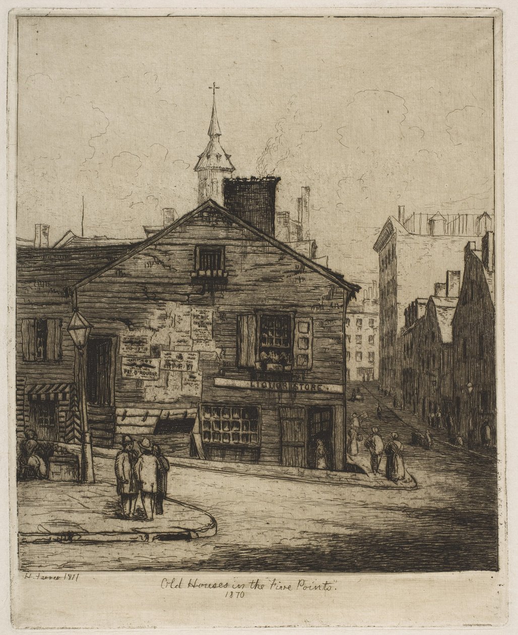 Gamle huse i „Five Points“, 1870, fra „Scenes of Old New York“ af Henry Farrer