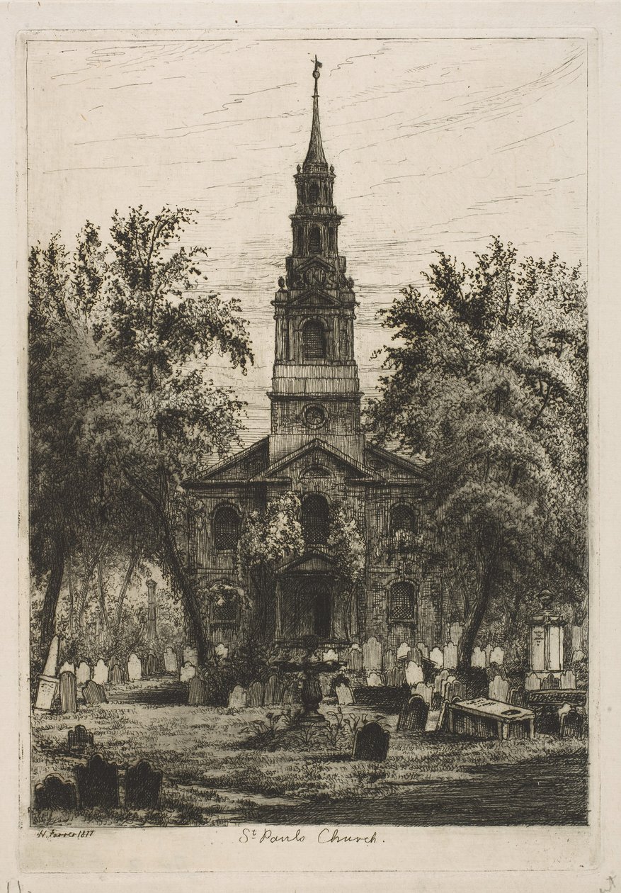 St. Pauls Chapel, New York fra Scenes of Old New York, 1877. af Henry Farrer