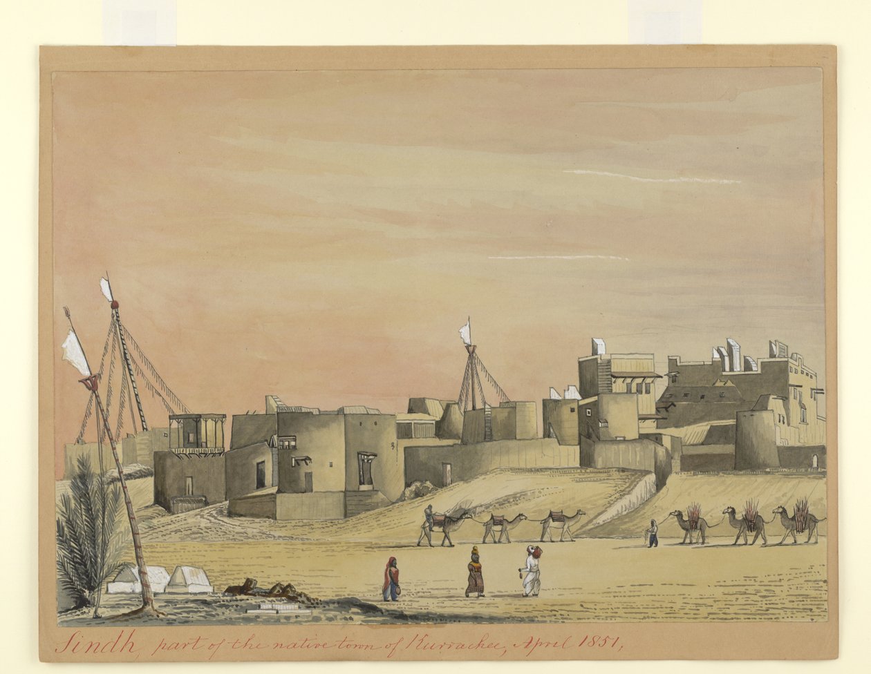 En del af den indfødte by Kurachee (Karachi), april 1851 (akvarel på papir) af Henry Francis Ainslie