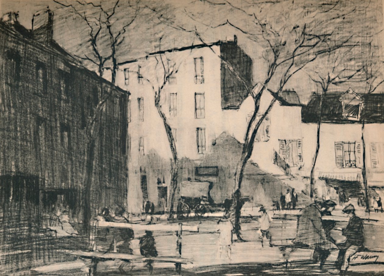 La Place Du Tertre En uberørt landsbyplads, c1927, 1927 af Henry Franks Waring