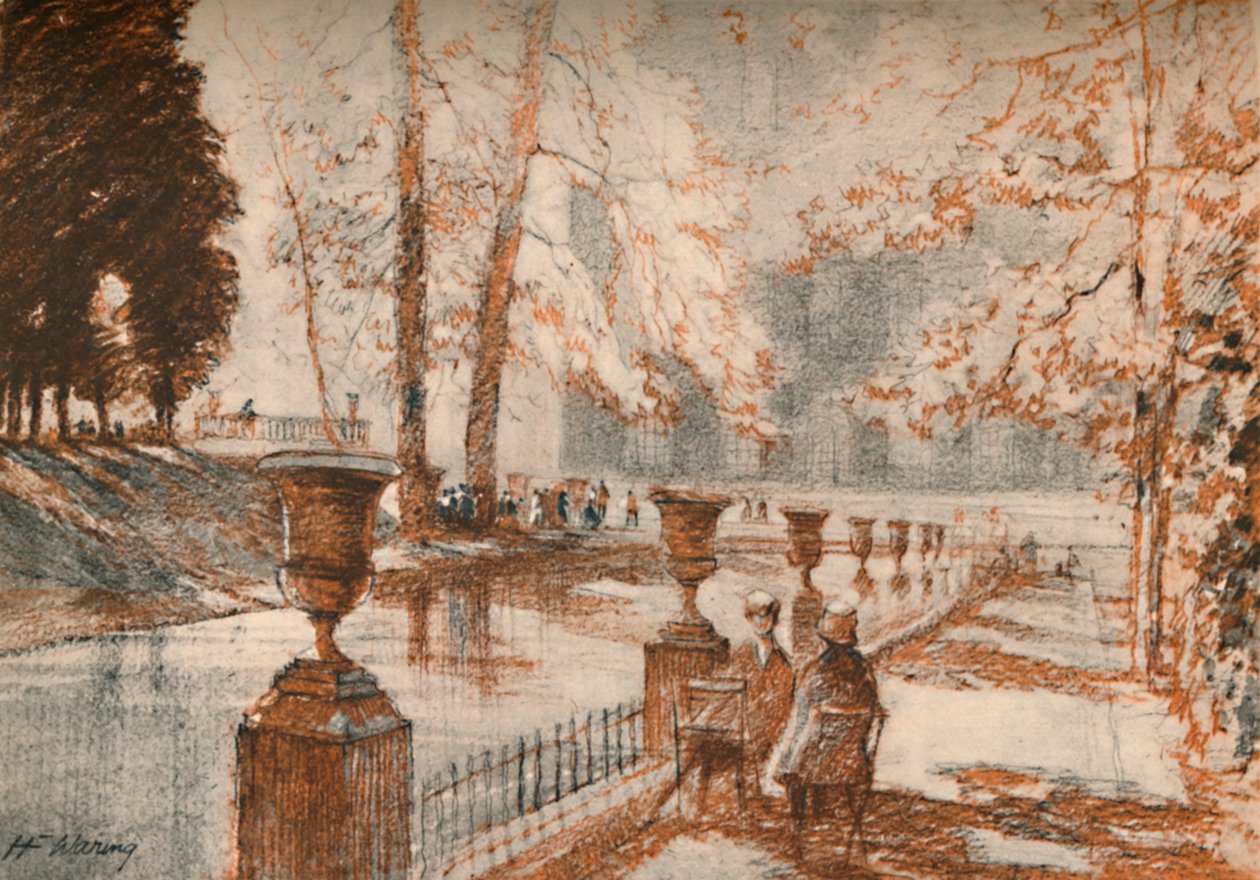 Luxembourg Paris elsker træer og børn., c1927, 1927 af Henry Franks Waring
