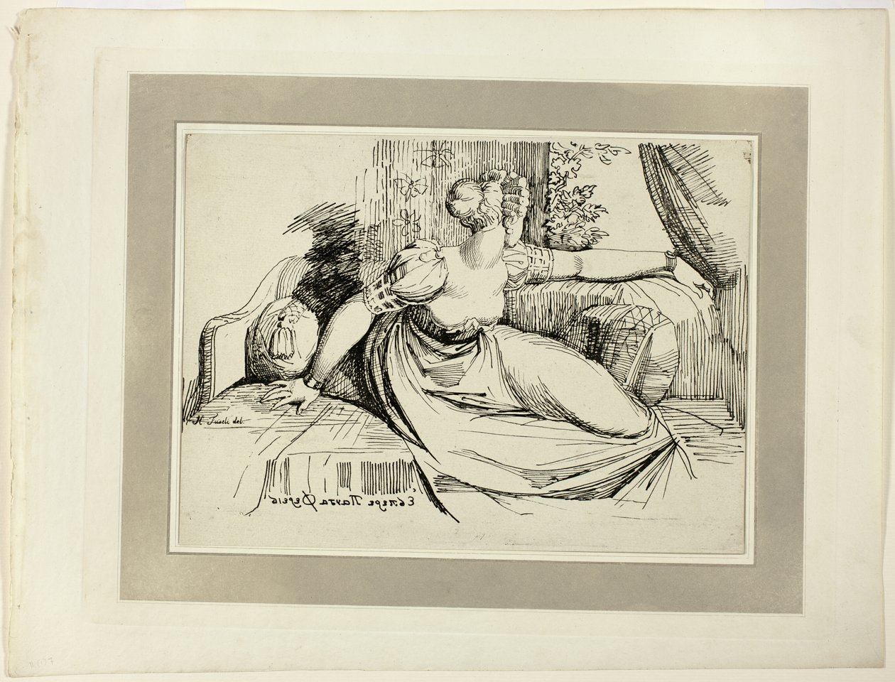 A Woman Sitting by the Window ("Aften bringer du alle"), fra det første nummer af Specimens of Polyautography af Johann Heinrich Füssli
