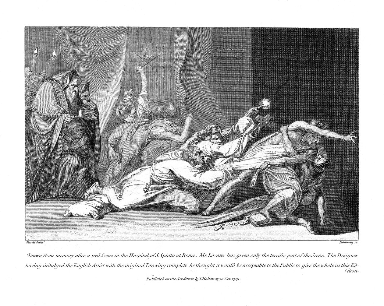 Forsøg på at uddrive onde ånder, der besidder en patient på San Spirito Hospital, Rom, 1792 af Johann Heinrich Füssli