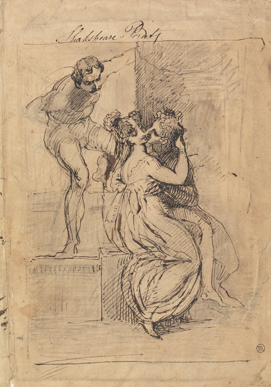 Figur læner sig over trapper af Johann Heinrich Füssli