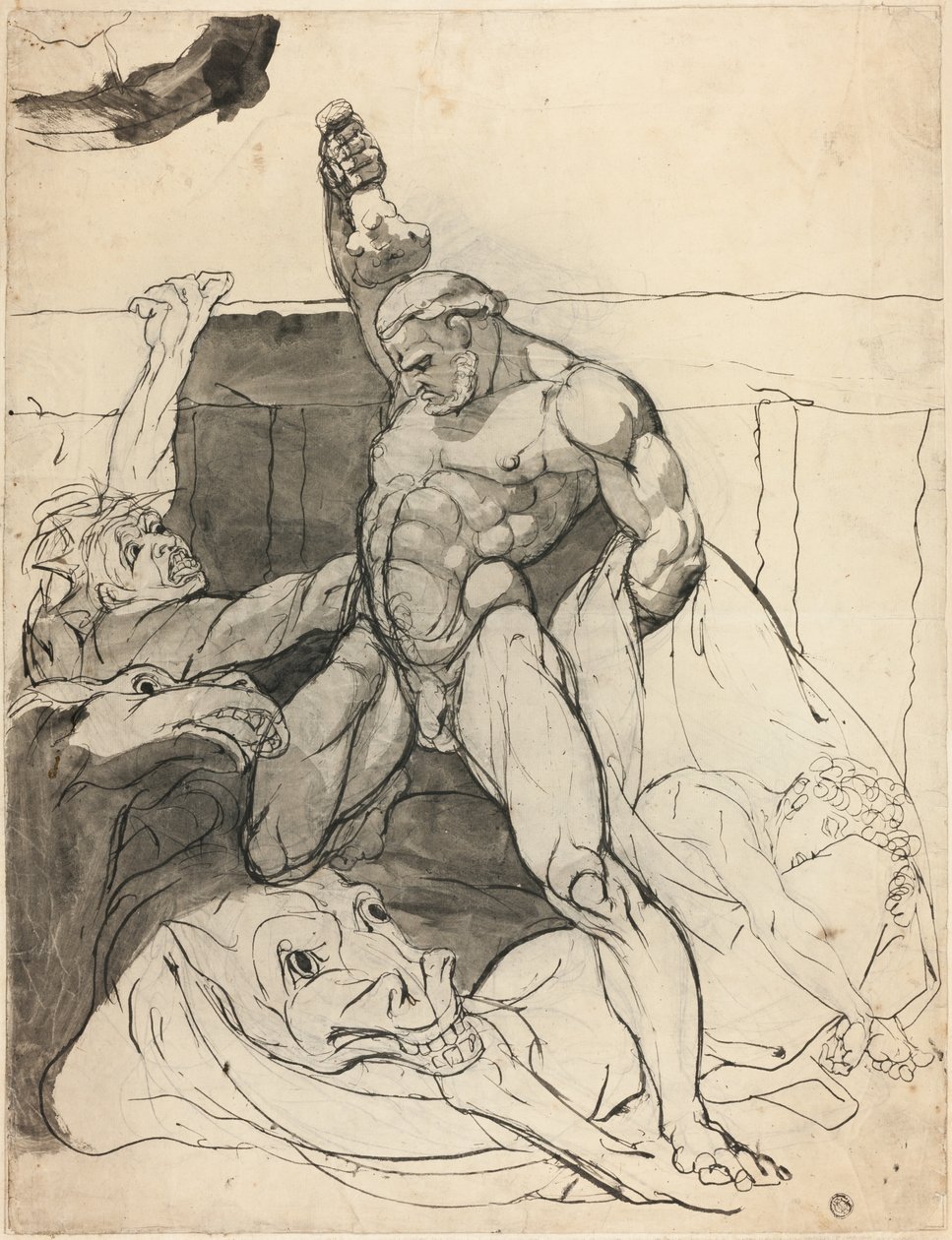 Hercules dræber Diomedes hopper af Johann Heinrich Füssli