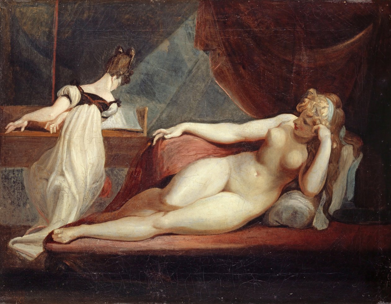 Liggende nøgen og kvinde ved klaveret, 1799-1800 af Johann Heinrich Füssli