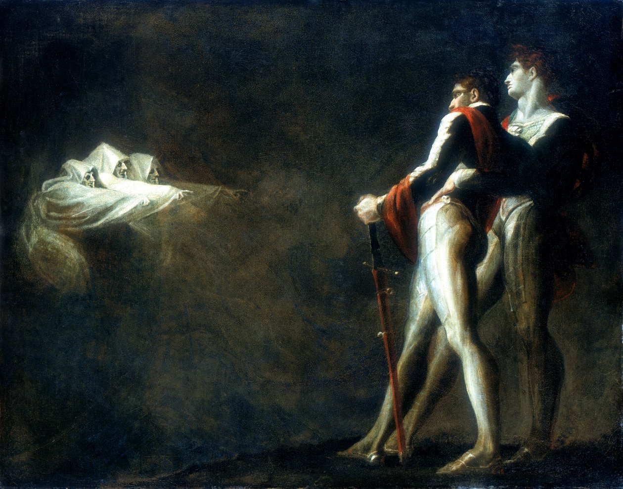 De tre hekse, der vises for Macbeth og Banquo, slutningen af det 18. århundrede af Johann Heinrich Füssli
