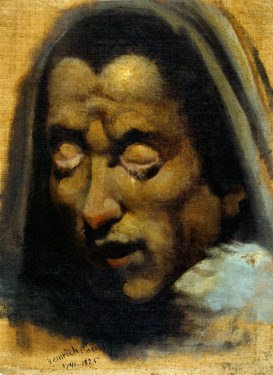 To hoveder af fordømte sjæle fra Dantes "Inferno" (for- og bagside) af Henry Fuseli