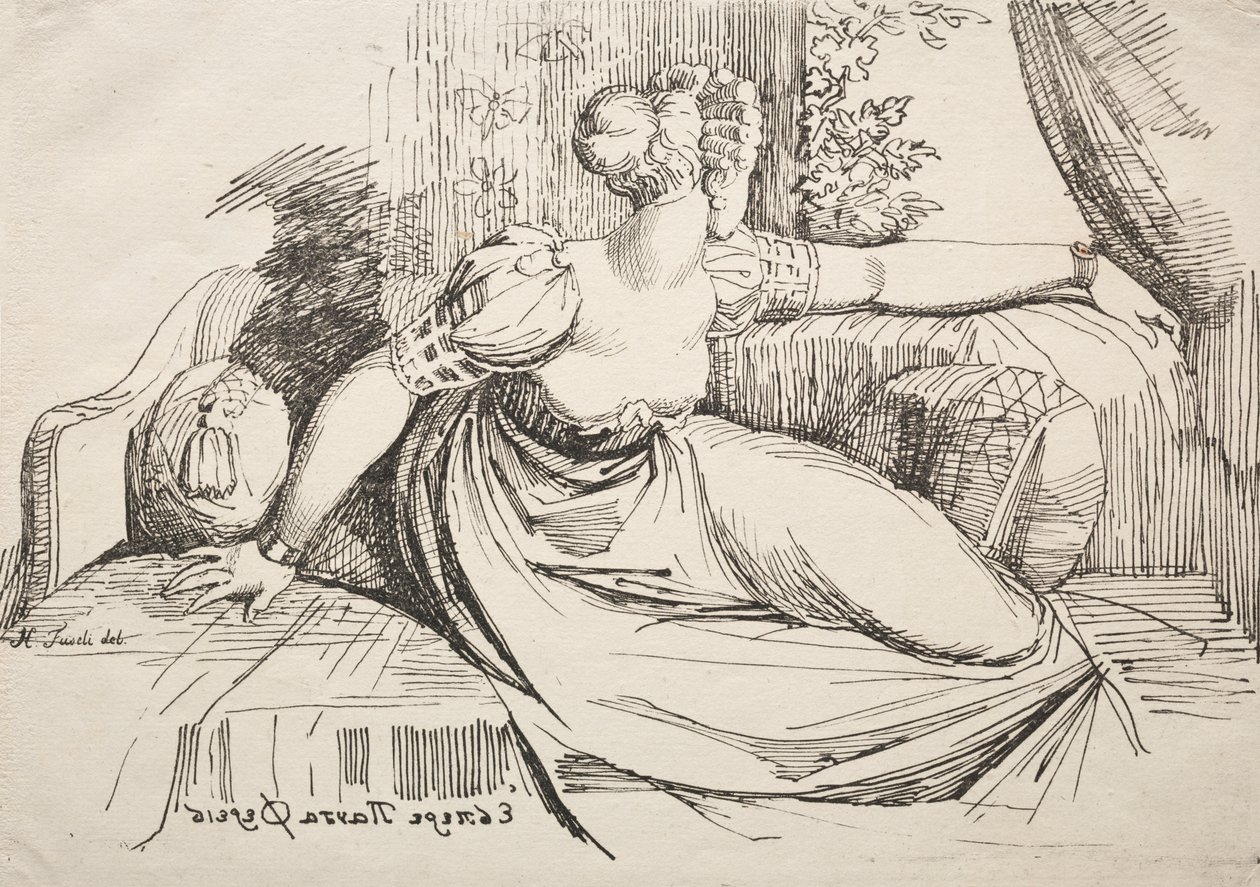 Kvinde på en sofa af Johann Heinrich Füssli