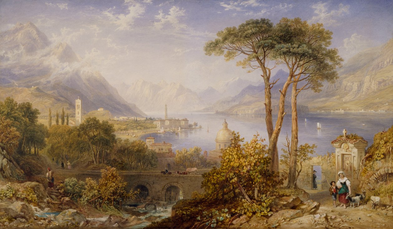 Comosøen (akvarel på papir) af Henry Gastineau