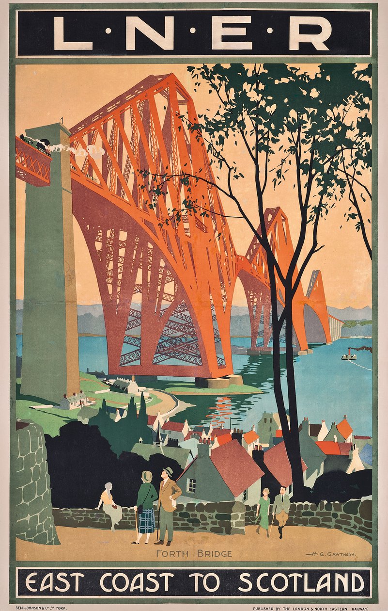 En London og North Eastern Railway-plakat, der reklamerer for østkystrejser til Skotland af Henry George Gawthorn