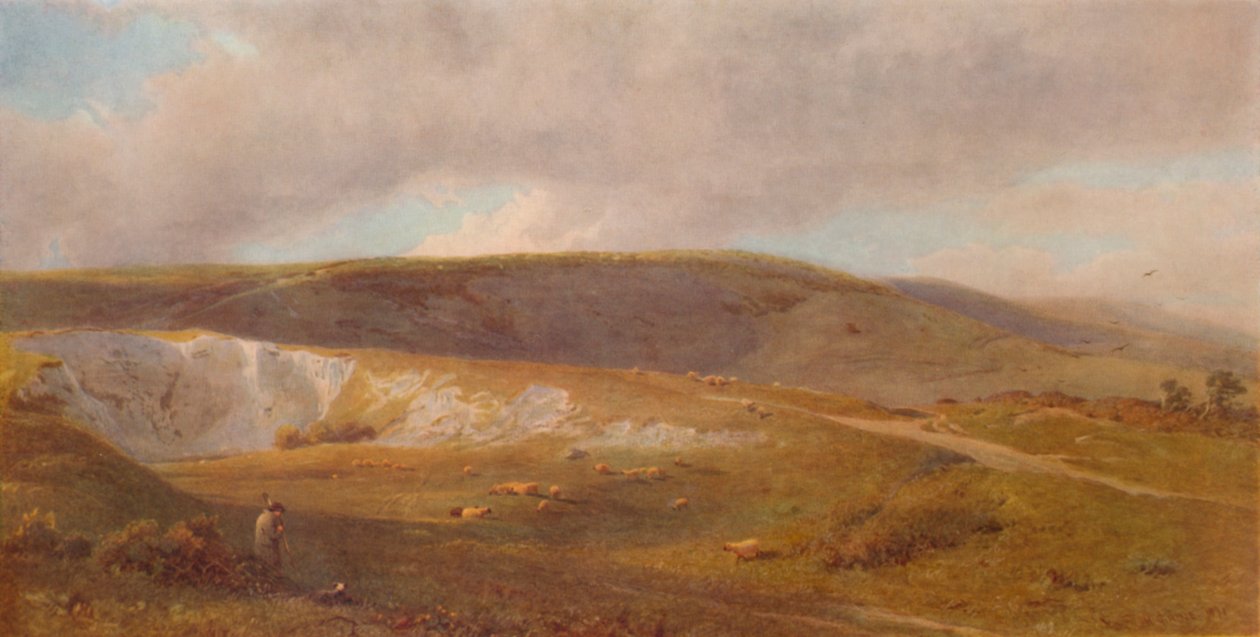 A Chalk Pit on the Downs, nær Eastbourne, 1871, 1935 af Henry George Hine