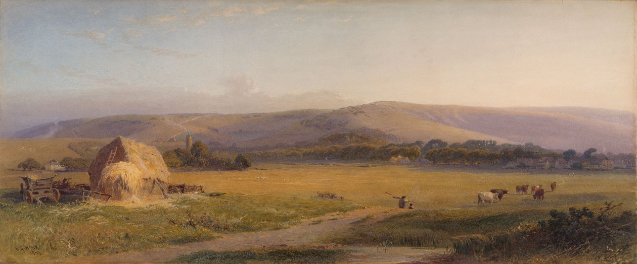 South Downs græsgange, 1867 af Henry George Hine