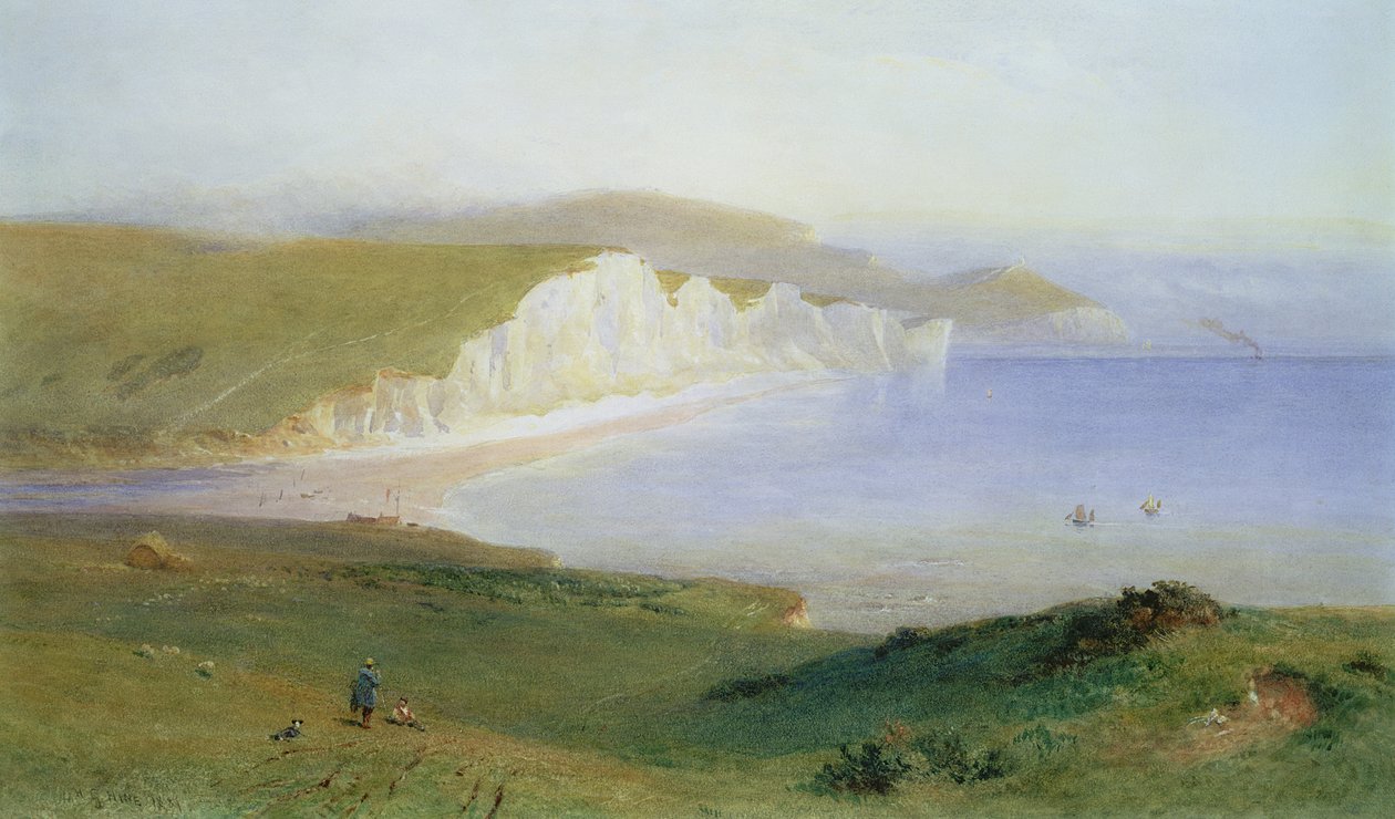 The Seven Sisters and the Mouth of the Cuckmere, 1881 (wc) af Henry George Hine