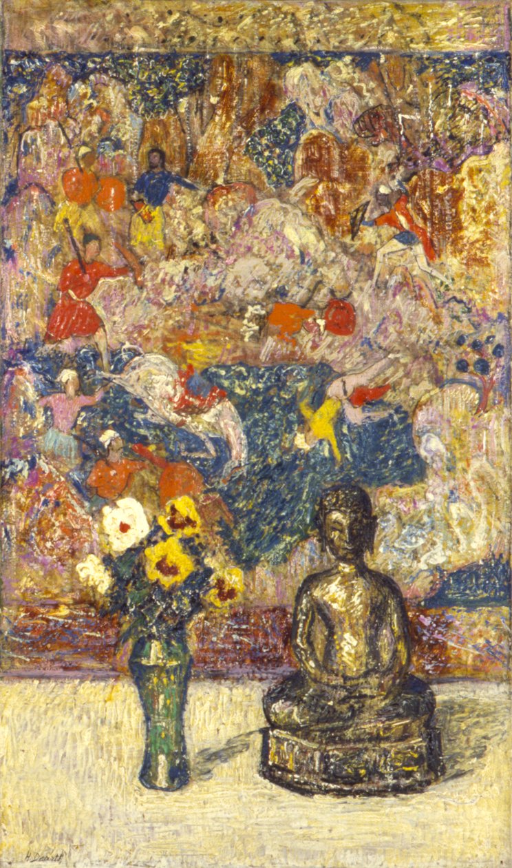 Bronze Buddha (olie på lærred) af Henry Golden Dearth