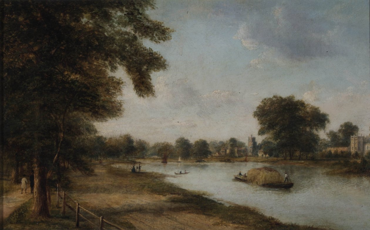 Twickenham, Middlesex med Church Ferry, Orleans House og Eel Pie Island, 1868 af Henry Gritten