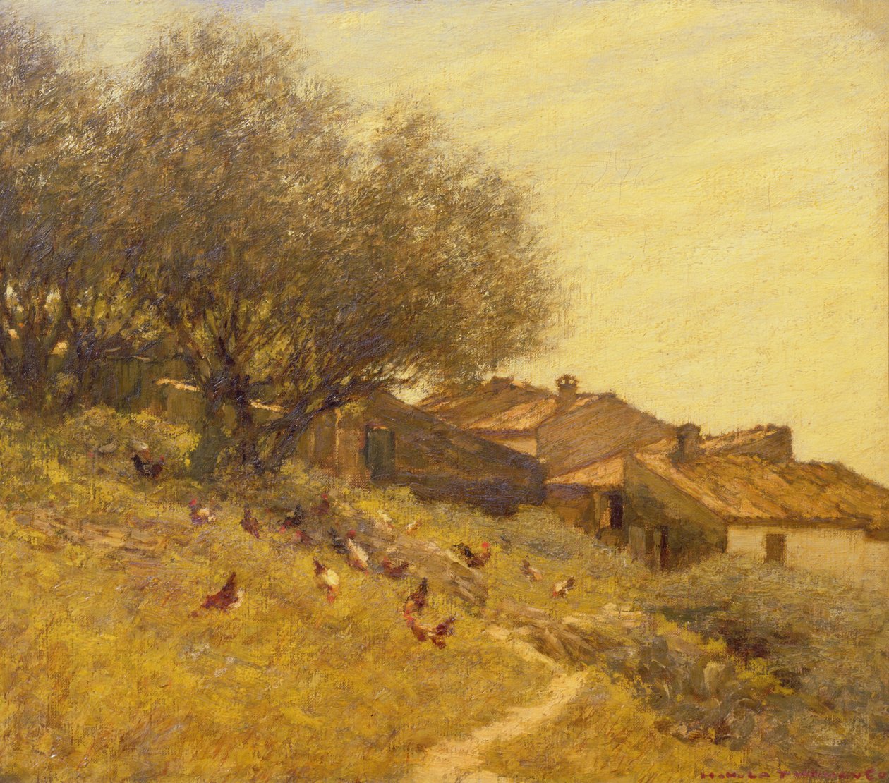 En landsby på en bjergside i Provence af Henry Herbert La Thangue