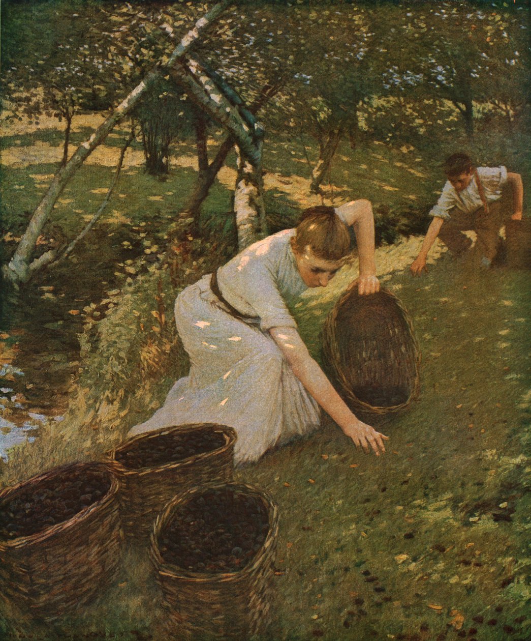 Indsamling af blommer, 1901, c1930. af Henry Herbert La Thangue