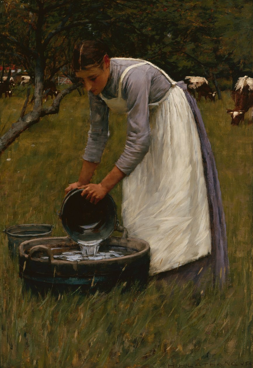 Vanding af køerne (olie på lærred) af Henry Herbert La Thangue