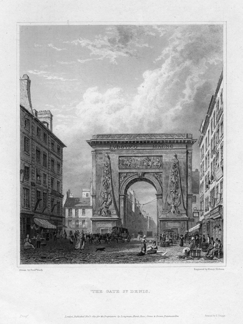 Porte Saint-Denis, Paris, Frankrig, 1820 af Henry Hobson