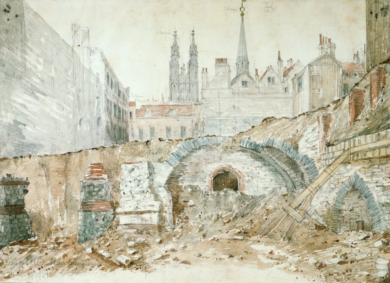 Dele af slutningen af 1.-begyndelsen af 2. århundredes basilika i City of London af Henry Hodge