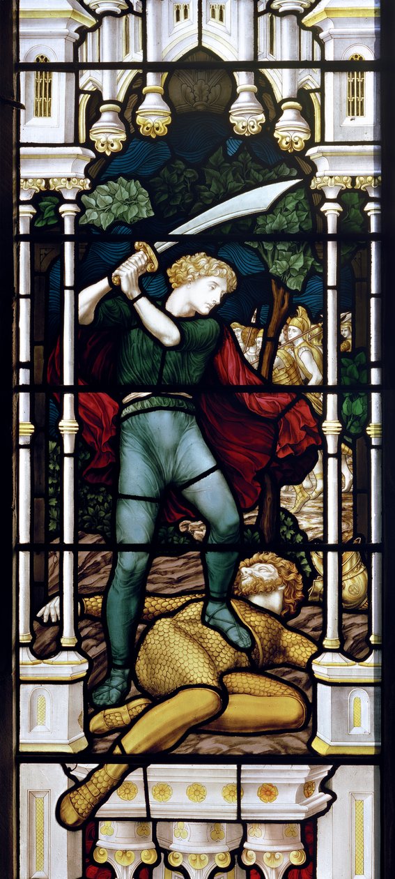 David & Goliath, 1881-83 (farvet glas) af Henry Holiday