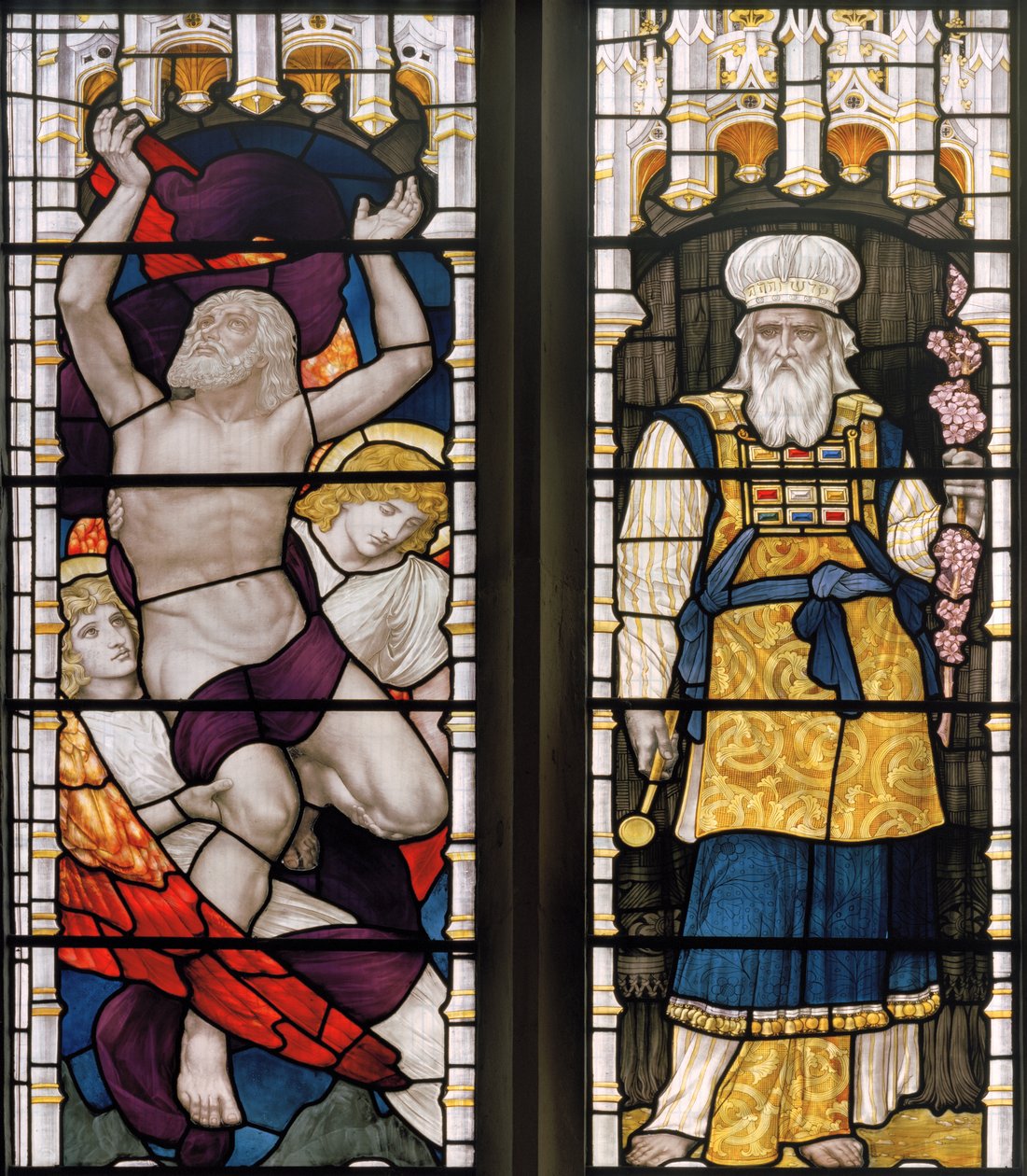 Enoch & Elijah, 1882 (farvet glas) af Henry Holiday