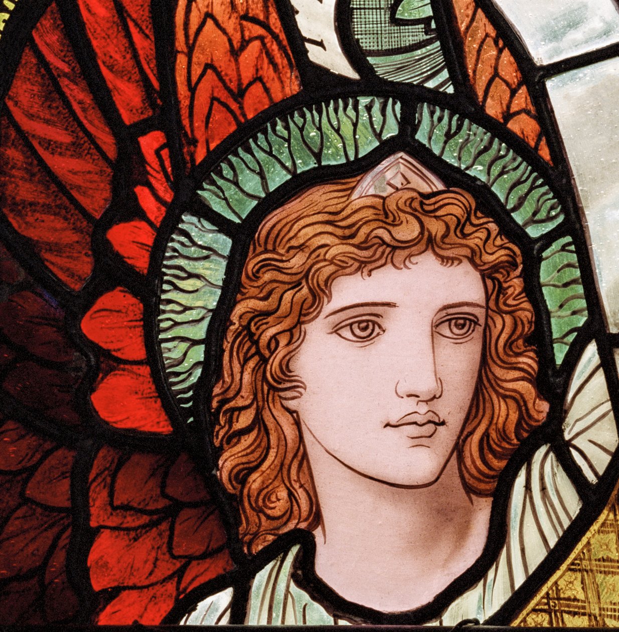 Grasmere, St. Oswald, James Powell & Sons, Henry Holiday, Ministering Angels, detalje, 1893 af Henry Holiday